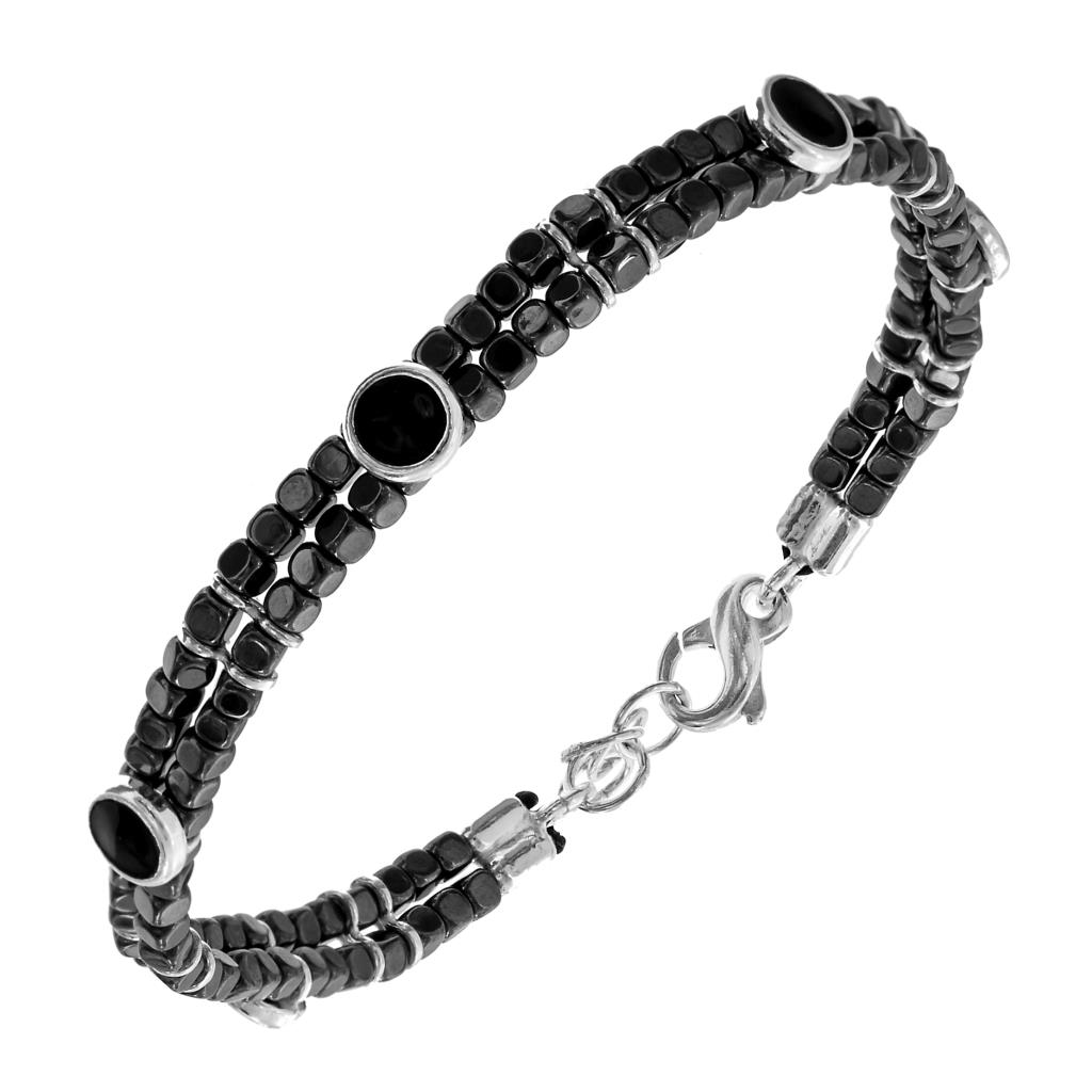 URBAN &ndash; BRACCIALE UOMO IN ARGENTO NATURALE E PIETRE - ATHENA 