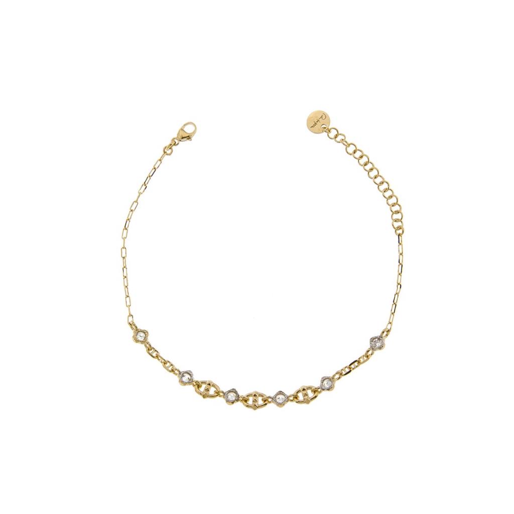 BRACCIALE MAGLIE MARINE E BORCHIE PLACCATURA ORO GIALLO - RUE DES MILLE