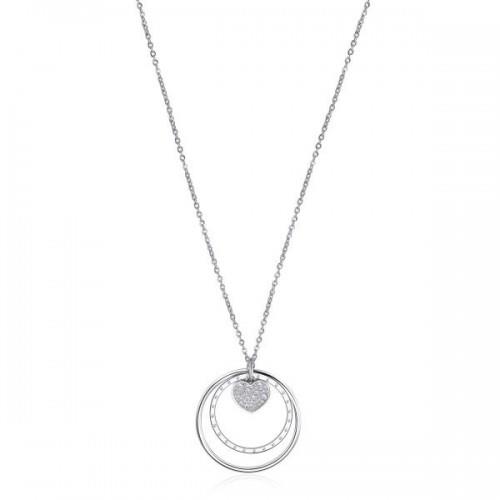 COLLANA LUNGA DOPPIO CERCHIO CON CUORE - S