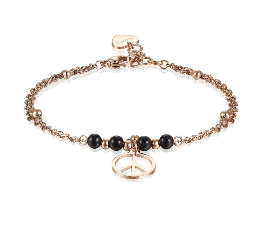 BRACCIALE ROS&Egrave; CON PIETRE BLU E SIMBOLO PACE - S