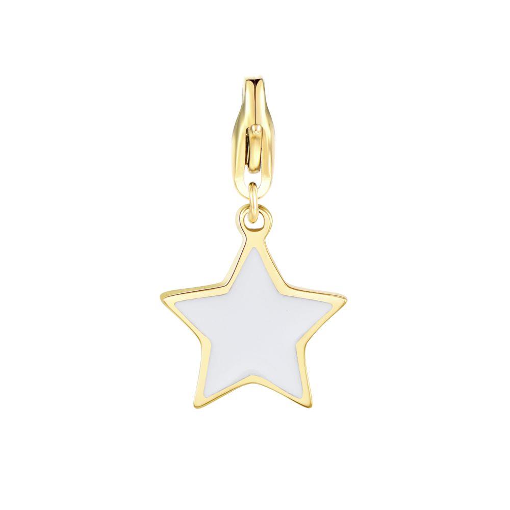 CHARM STELLA GOLD CON SMALTO BIANCO - S