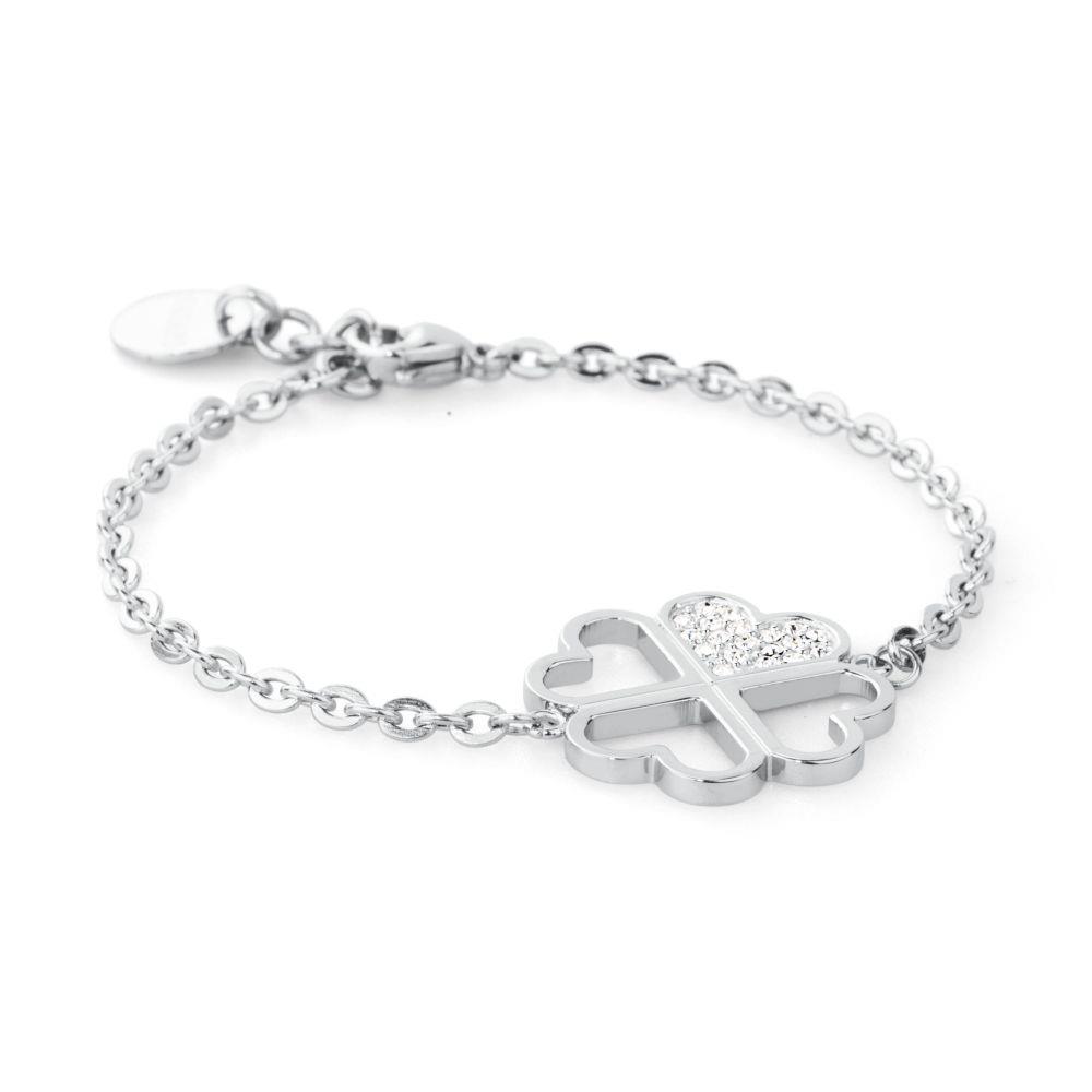 BRACCIALE CON QUADRIFOGLIO E ZIRCONI - S
