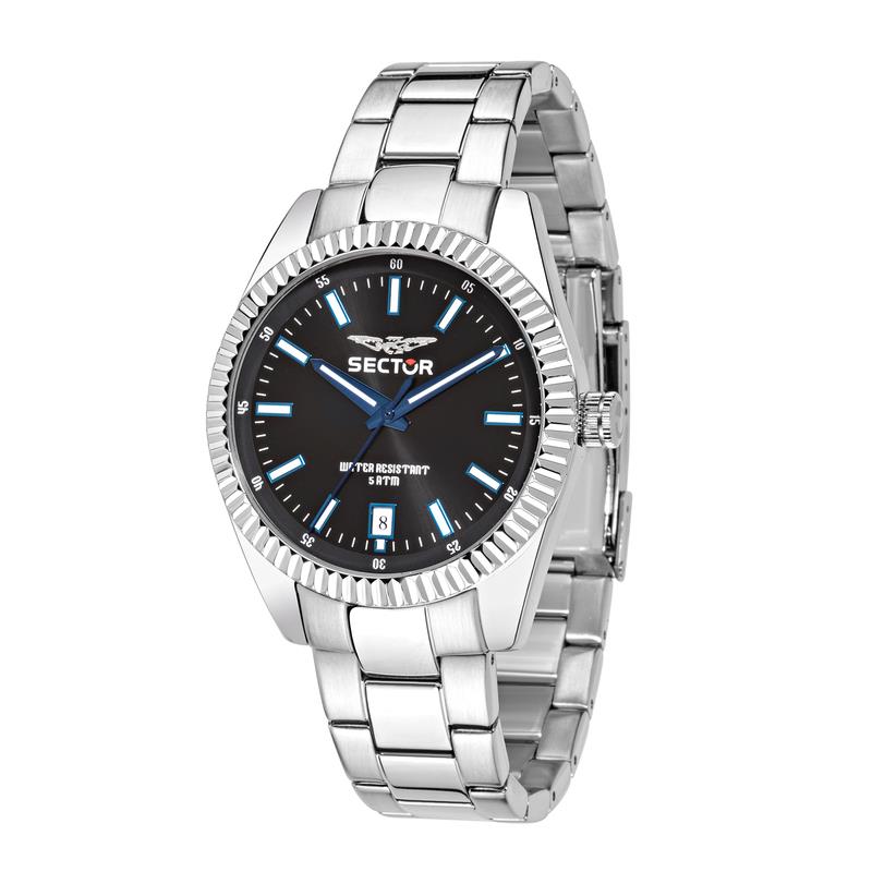 240 41MM 3H BLACK DIAL BRACELET SS CASE - SECTOR