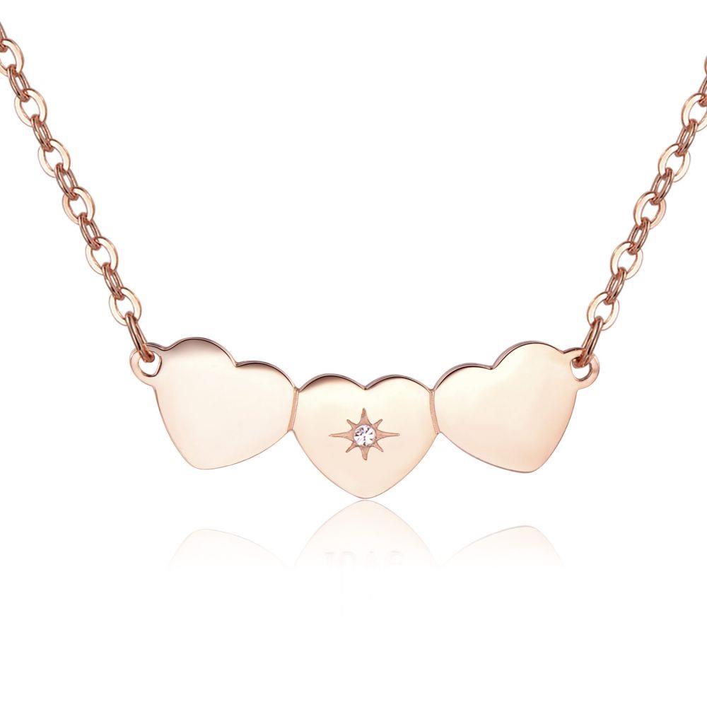 COLLANA TRIO CUORI ROSÈ - S
