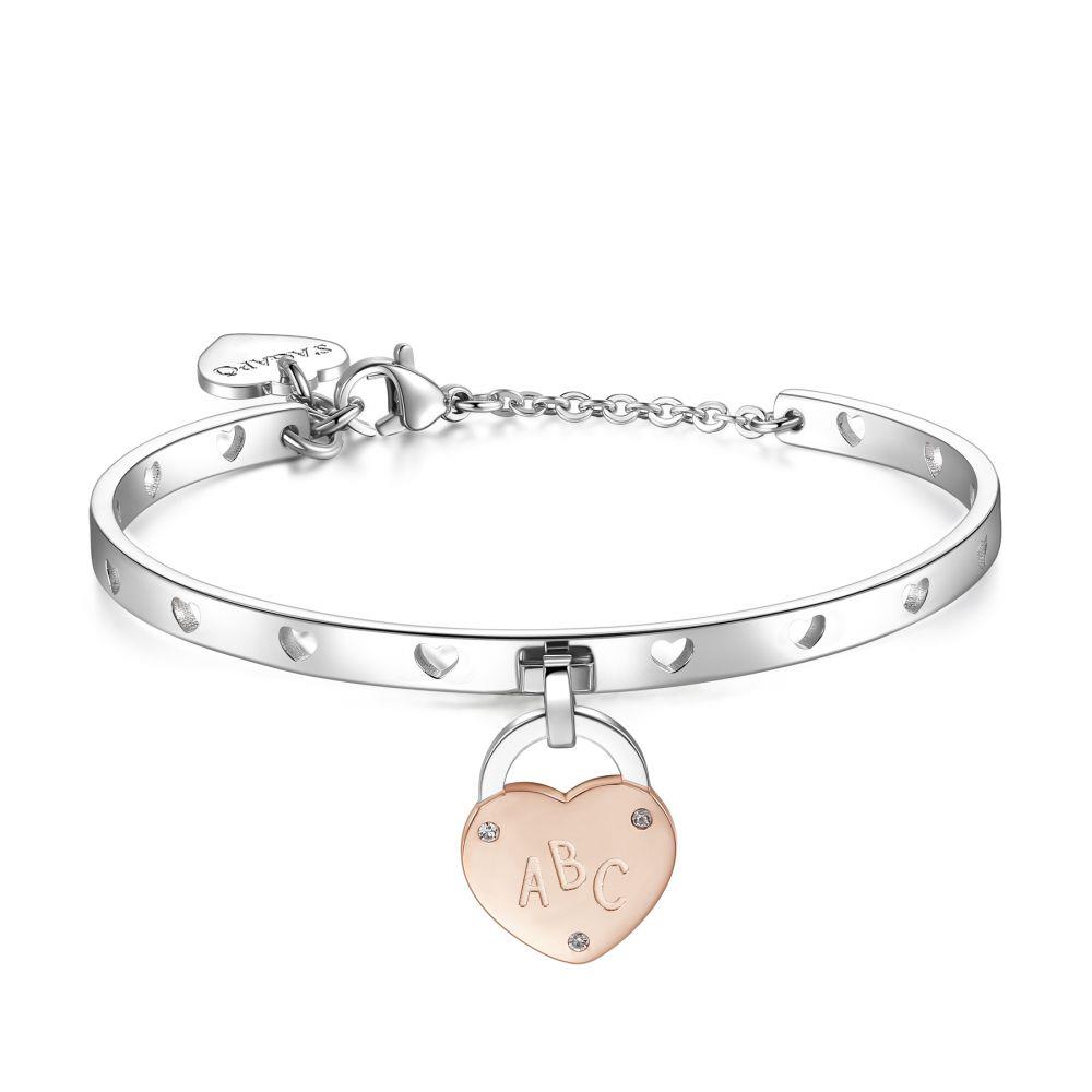 BRACCIALE RIGIDO CON MEDAGLIETTA E FRASE MAESTRA - S