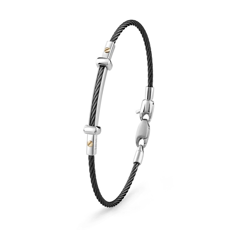 BRACCIALE ACCIAIO NERO ORO GIALLO 18KT - BLISS