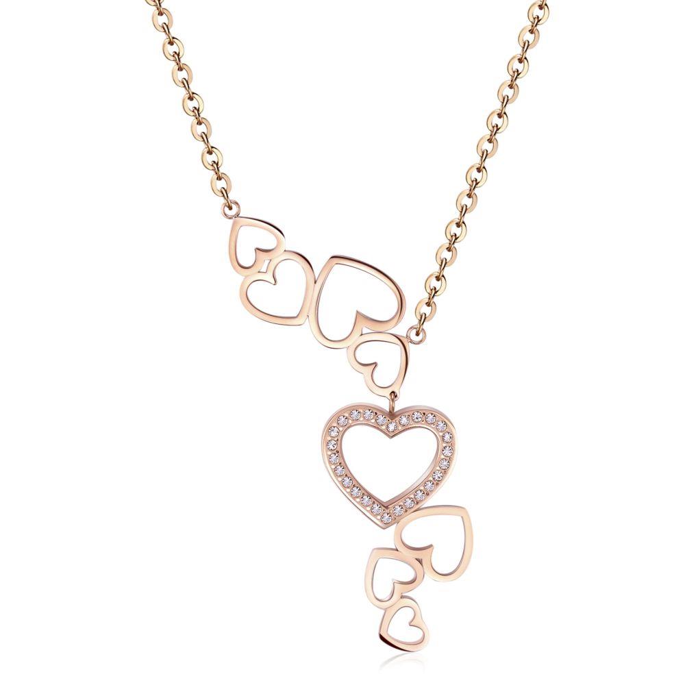 COLLANA MAD LOVE ROSÈ CUORI PENDENTI - S