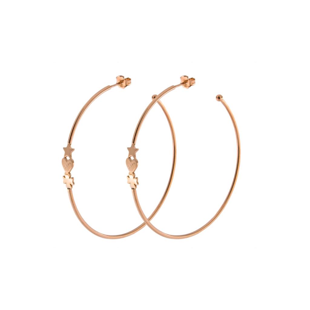 ORECCHINI CERCHIO DIAMETRO 6CM CUORE QUADRIFOGLIO STELLA - RUE DES MILLE