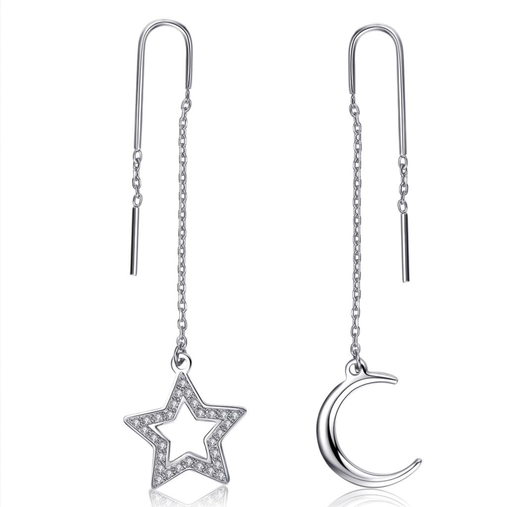 ORECCHINI NEW MOON PENDENTI LUNA E STELLA - S