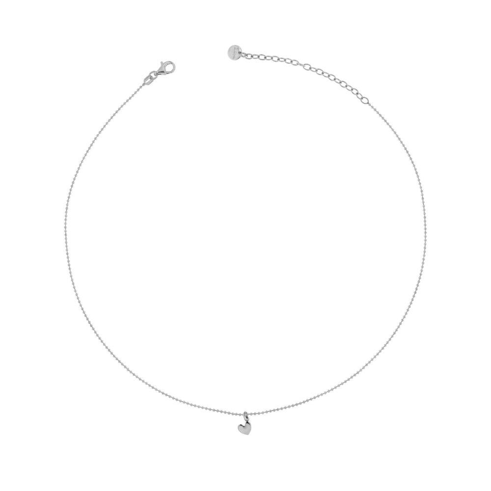 GIROCOLLO 40CM CIONDOLO BOMBATO CUORE - SILVER - RUE DES MILLE
