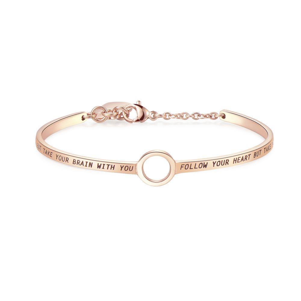 BRACCIALE HAPPY RIGIDO CON INSICIONE "FOLLOW YOUR HEART" - S