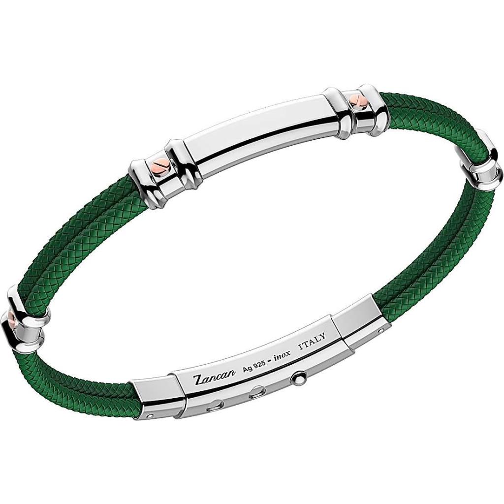 BRACCIALE IN ARGENTO CON DETTAGLI IN ORO E KEVLAR COLORATO VERDE SCURO - ZANCAN