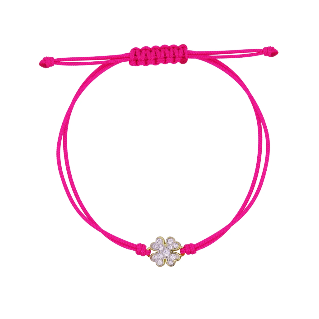 BRACCIALE TESSUTO QUADRIFOGLIO SMALL PAVÈ - STARDUST TEN - RUE DES MILLE