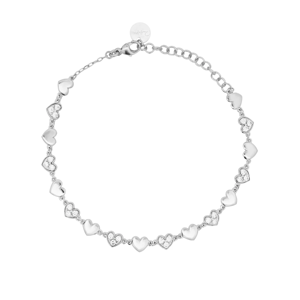 BRACCIALE CON CUORI ALTERNATI LISCI E PAV&Egrave; - STARDUST TEN - RUE DES MILLE