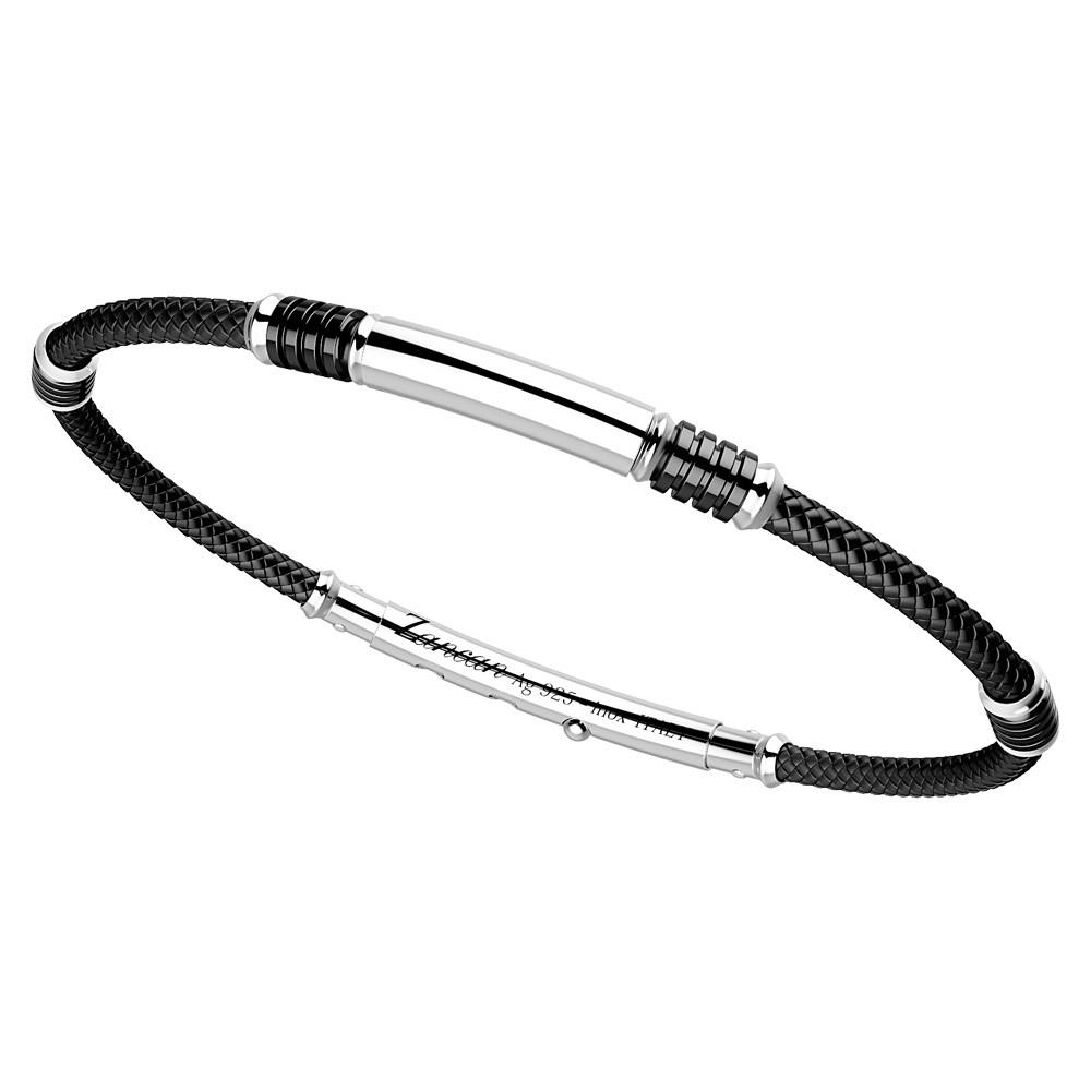 BRACCIALE IN ARGENTO E KEVLAR COLORATO NERO - ZANCAN