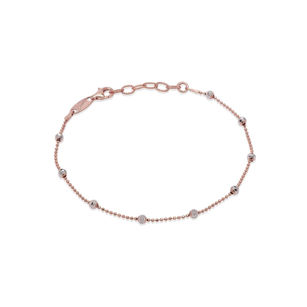 BRACCIALE SFERE DIAMANTATE DESMOS BICOLORE RODIATO/ROSA - DESMOS
