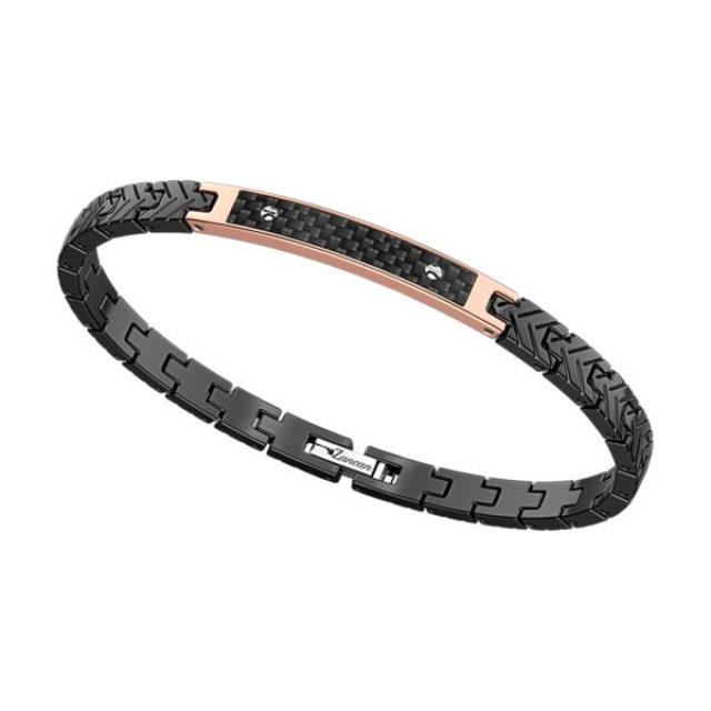 BRACCIALE ZANCAN IN CARBONIO E OVD NERO CON ACCIAIO ROSA - ZANCAN