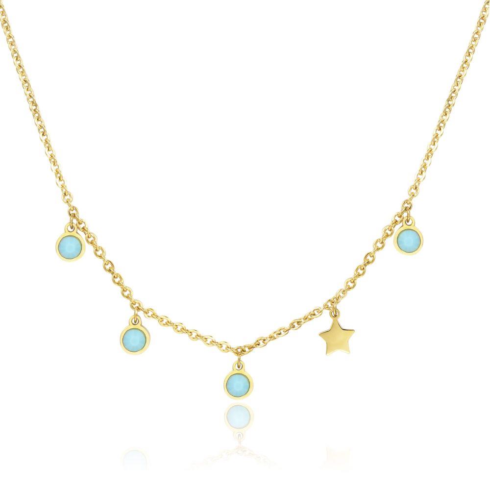 COLLANA GOLD CON CRISTALLI TURCHESE E STELLINA - S